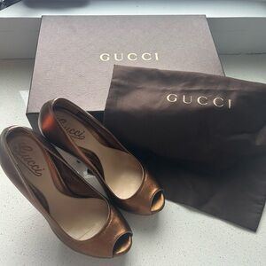 Gucci Women's Metallic Bronze Heels
